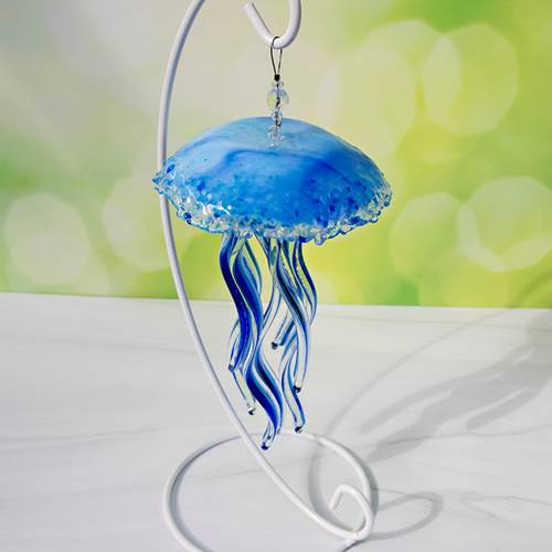Glass Jellyfish Ornament - Sky Blue