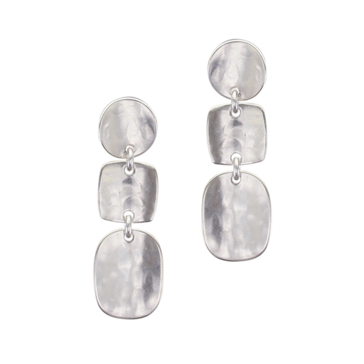 Earrings - Concave Disc, Square, and Oval Post - Silver