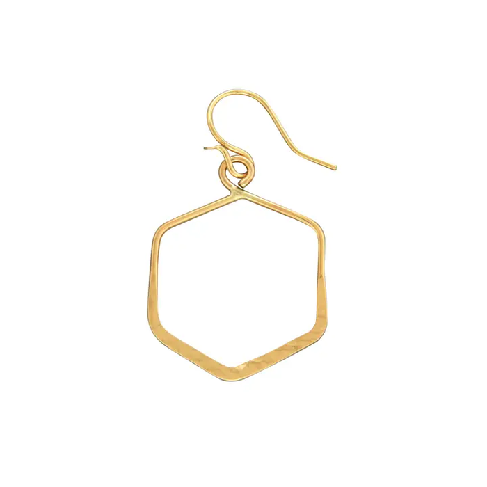 Earrings - Gold Filled - Hammered Hexagon - F31-gf