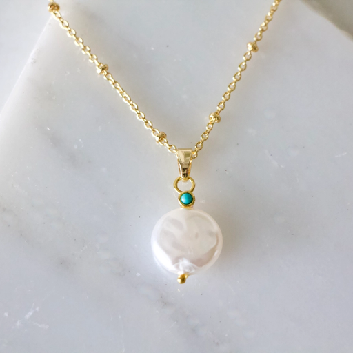 Necklace - Pearl with Turquoise Accent - MB