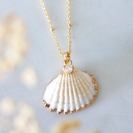 Necklace - Clam Shell - CZ - MB