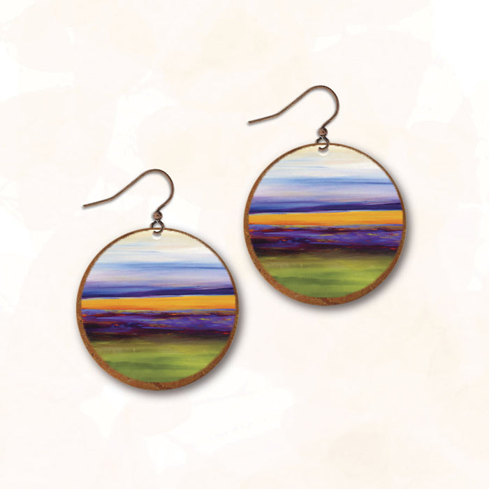 Earrings - Lavender Fields with Copper Disc - 10NRE