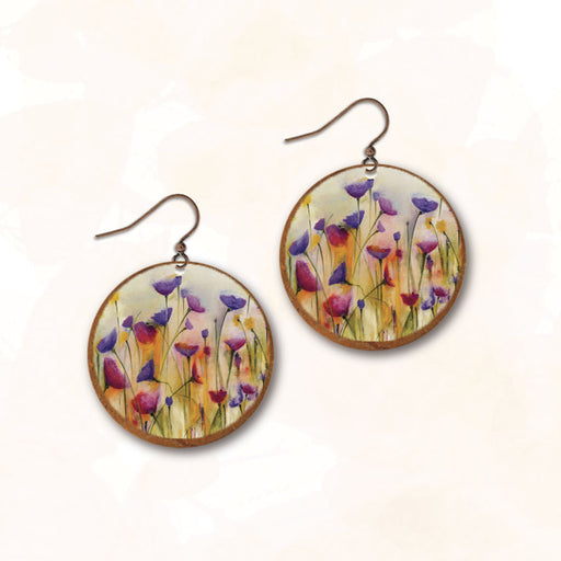 Earrings - Spring Flowers with Copper Disc - 12NRE