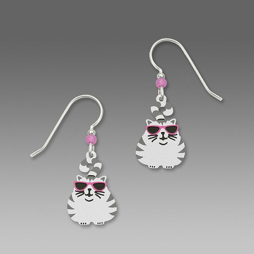 Earrings - Fat Cat with stripes and sunglass earrings - 1310