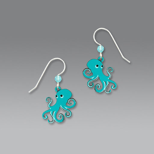 Earrings - Aqua Octopus - 1678