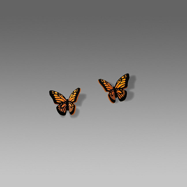 Earrings - Small Folded Monarch Butterfly - Post - 1731