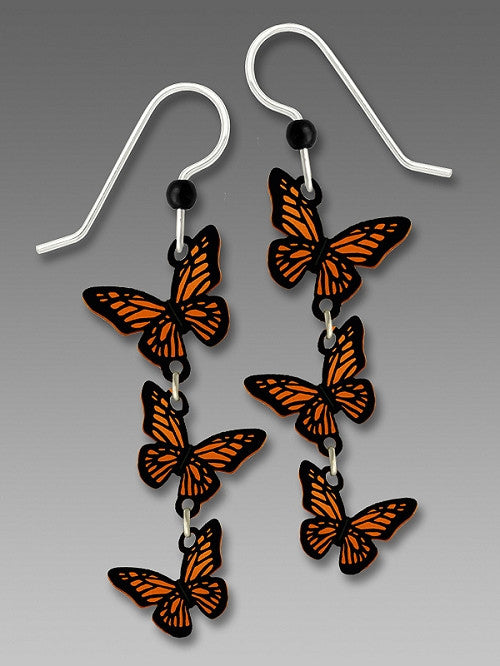 Earrings - 3-Part 3-D Monarch Butterflies - 1785
