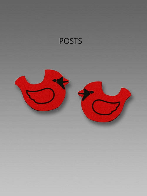 Earrings - Red Cardinal Posts - 1857