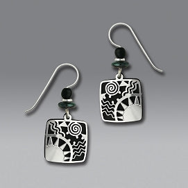 Earrings - Black Square with Sunrise Overlay - 7303