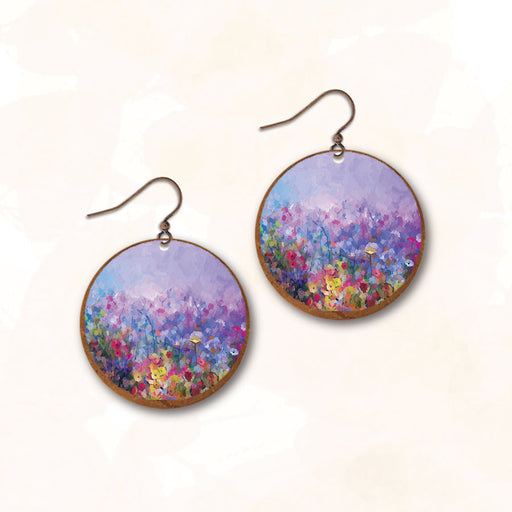 Earrings - Colorful Dreamy Garden with Copper Disc - 1NRE