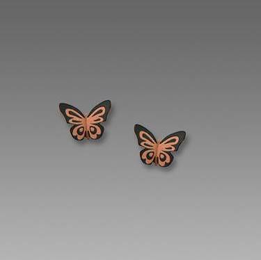 Earrings - 3D Fantasy Butterfly Post in Coral - 2024