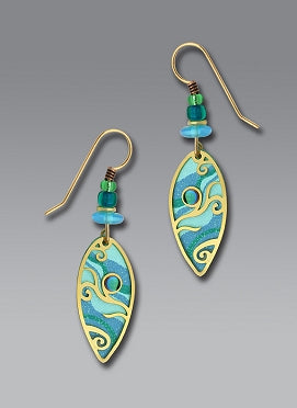 Earrings - Aqua Green Drop with Curls and Cab - 7329