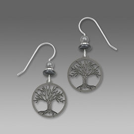 Earrings - Tree of Life Hematite - 1520