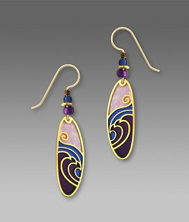 Earrings - Purple/Blue/Lilac Oval with Waves - 7395