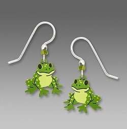 Earrings - Green Speckled Frog - 1740