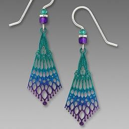 Earrings - Deep Turquoise & Violet Persian Detail Drop - 7523