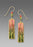 Earrings - Olive & Sunset Pink Column w/Reeds Overlay & Cab - 7535