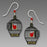 Earrings - Open Birdcage with Red Bird on Swing - 1808