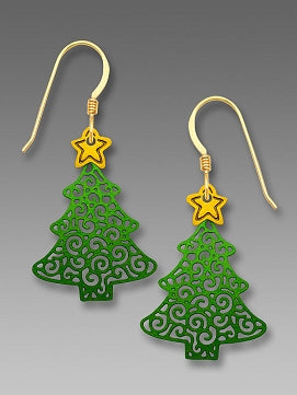Earrings - Filigree Christmas Tree with Star - 1835