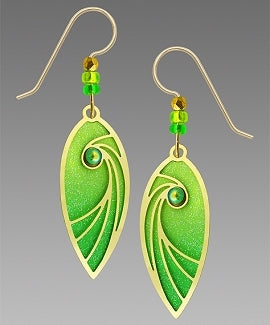 Earrings - Brilliant Spring Green Leaf Shape with Shooting Star & Cab - 7746