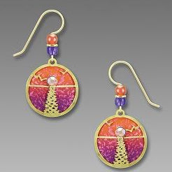 Earrings - Ocean Sunset in Purple and Orange - 7805