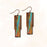 Earrings - Aqua and Brown Thin Rectangle with Copper Rectangle - 4FE