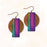 Earrings - Magenta and Aqua Rectangle with Copper Disc - 5AE