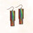 Earrings - Aqua Blue Red Thin Rectangle with Copper Rectangle - 5FE