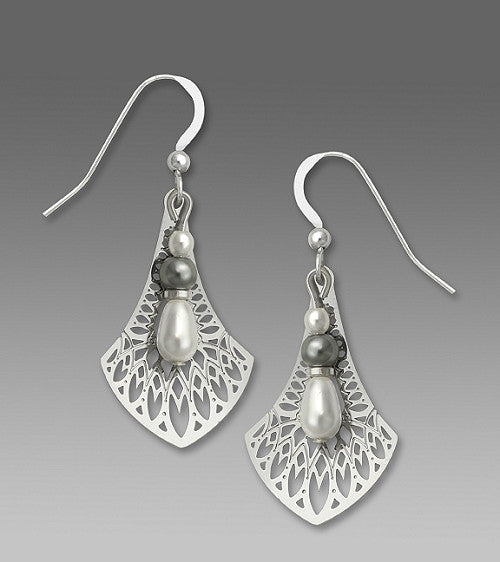 Earrings - IR Persian Necktie Filigree w/Pearl bead drop - 7521