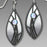 Earrings - Slate Gray & White Almond Shape w/IM 'Grasses' & Cab - 7551