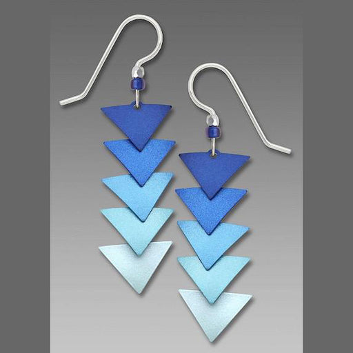 Earrings - 5 Part Graduated Triangles Blues - 7668