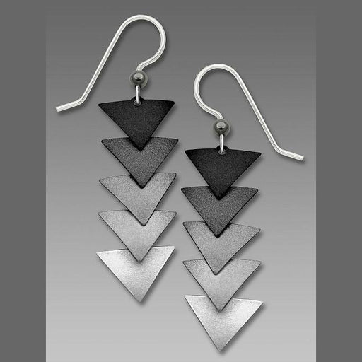 Earrings - 5 Part Graduated Triangles Black to White - 7677