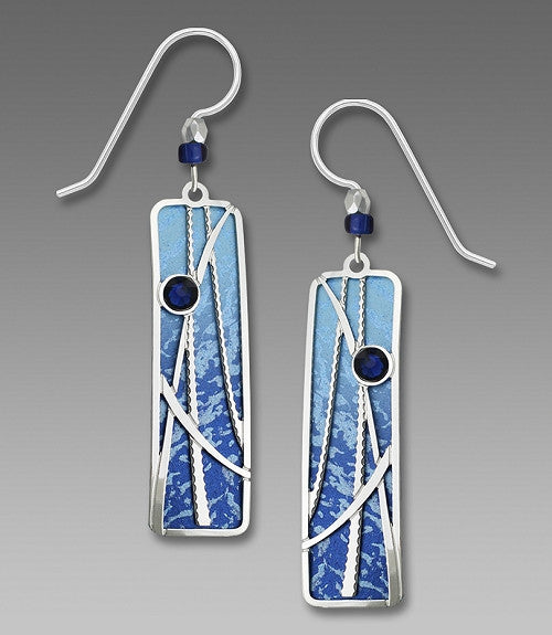 Earrings - IR Reed Pattern Overlay Blue Column & Cab - 7771