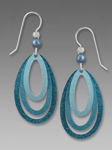 Earrings - Open Teardrop Trio in Teals - 7841