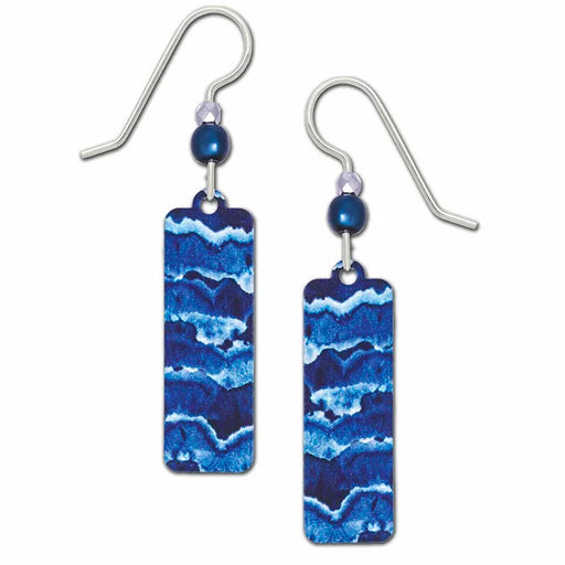 Earrings - Blue Ocean Wave Pattern Column - 7875
