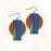 Earrings - Blue and Magenta/Green Rectangle with Copper Disc - 8AE