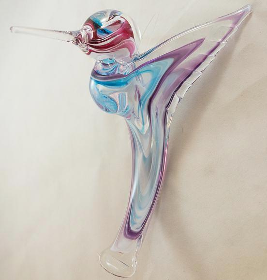 Glass Hummingbird - Aqua & Purple