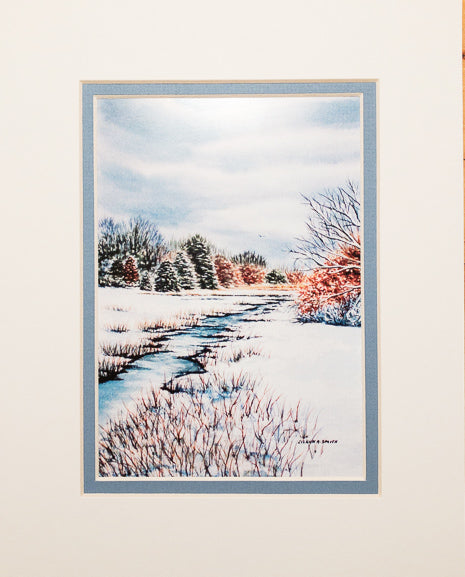 Print - 8x10 - Winter Stream - Blue Matte