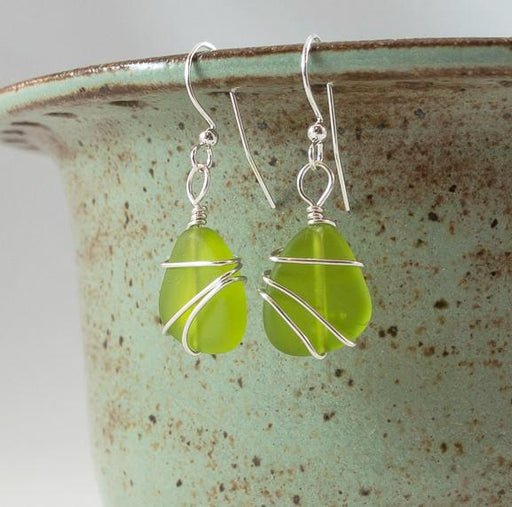 Earrings - Freeform Wraps - Small - Olive Green