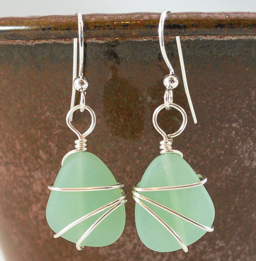 Earrings - Freeform Wraps - Small - Opaque Green