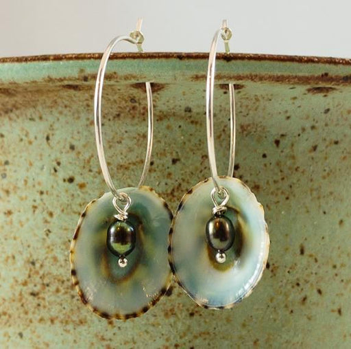 Earrings - Limpet Hoops - Peacock - Sterling Silver