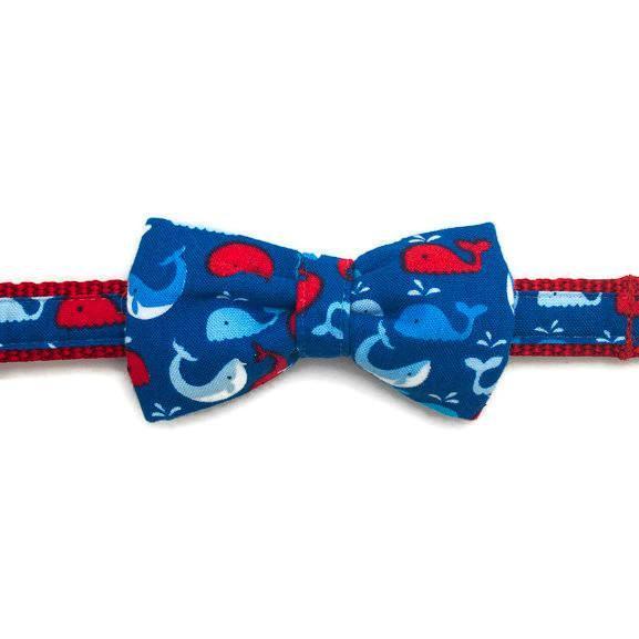 Dog Collar - Whales Bow Tie - Extra Small