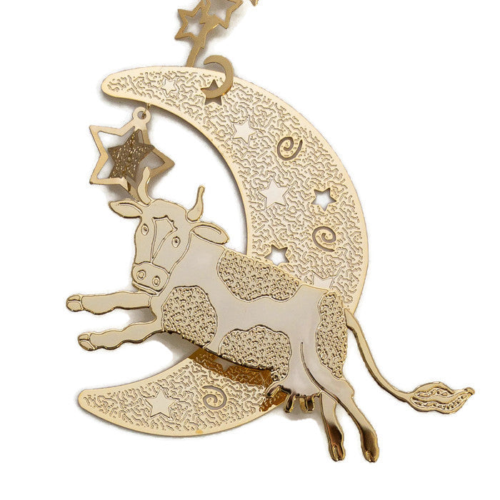 Ornament - Gold Plated Cow Over The Moon
