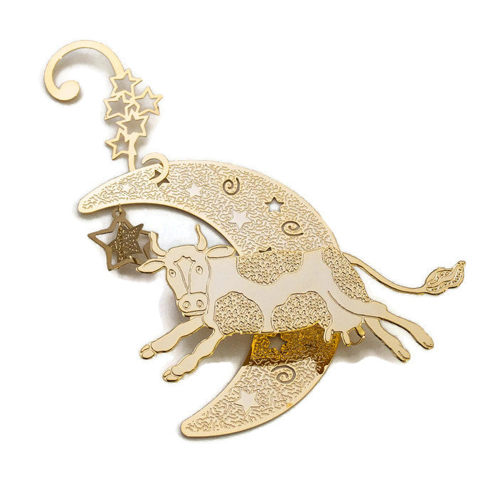 Ornament - Gold Plated Cow Over The Moon