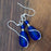 Earrings - Teardrop Wire Wrapped - Cobalt