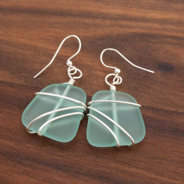 Earrings - Freeform Wraps - Pale Aqua