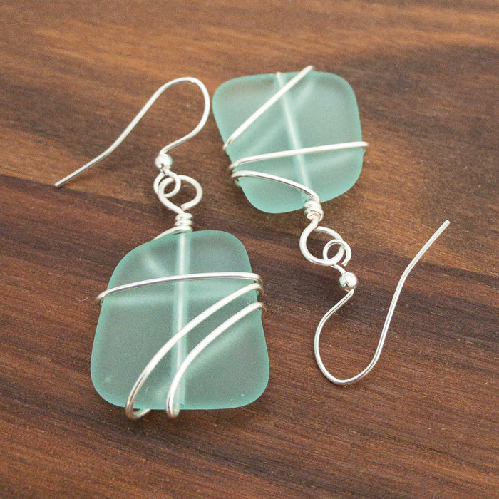 Earrings - Freeform Wraps - Pale Aqua