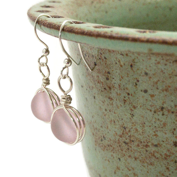 Earrings - Round Wraps - Soft Pink