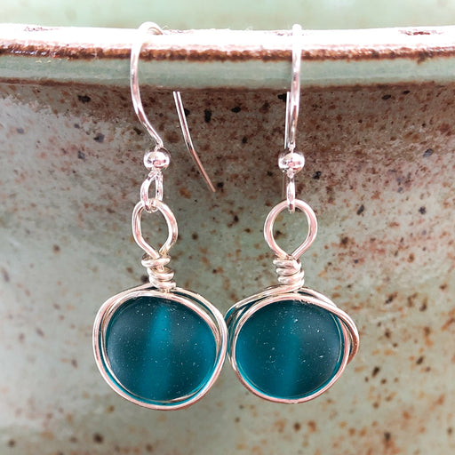 Earrings - Round Wraps - Teal