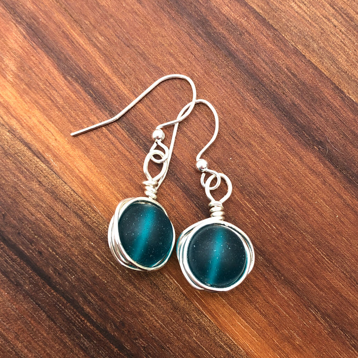 Earrings - Round Wraps - Teal
